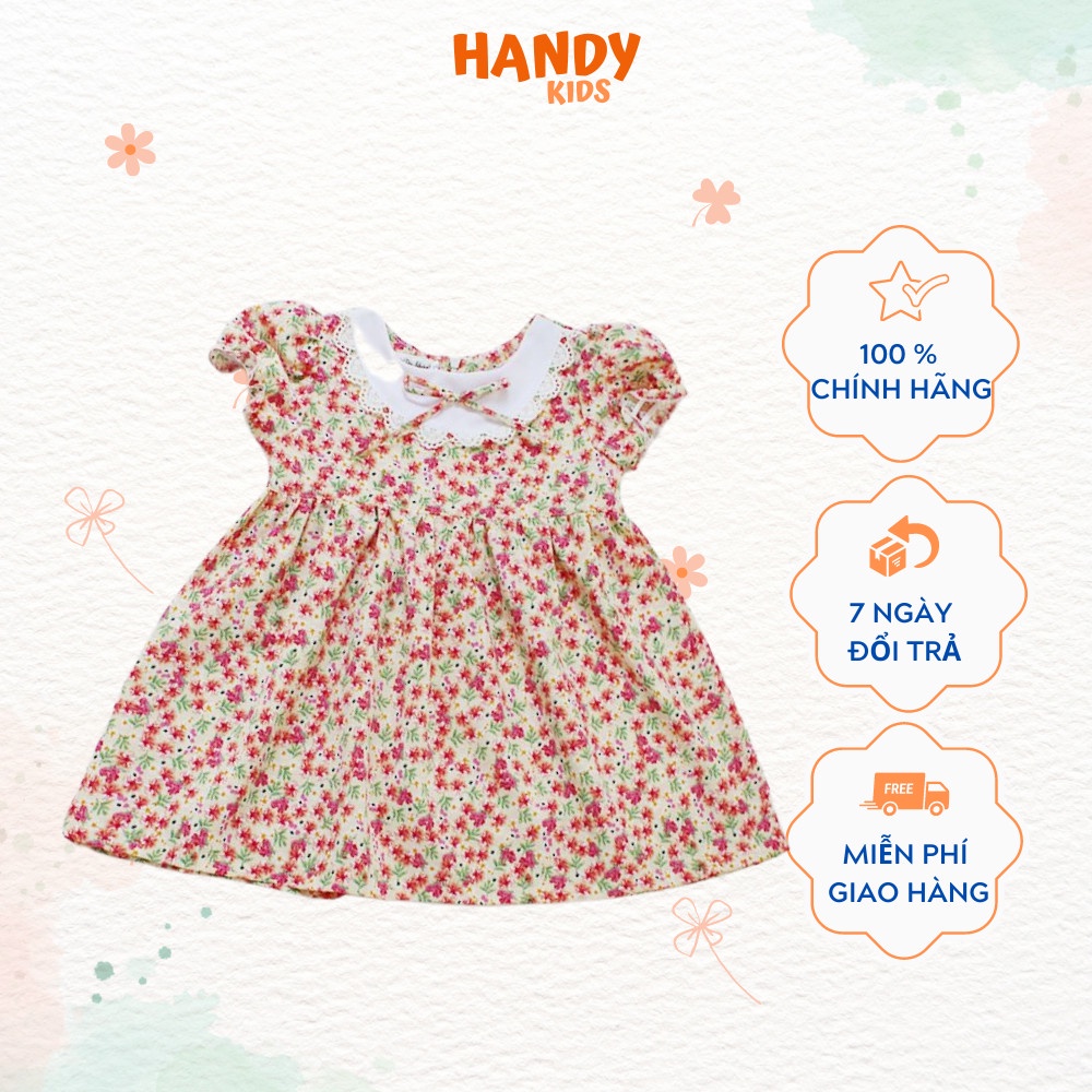Váy bé gái cotton, Đầm bé gái ngắn tay hai màu dễ thương- Thời trang Handy