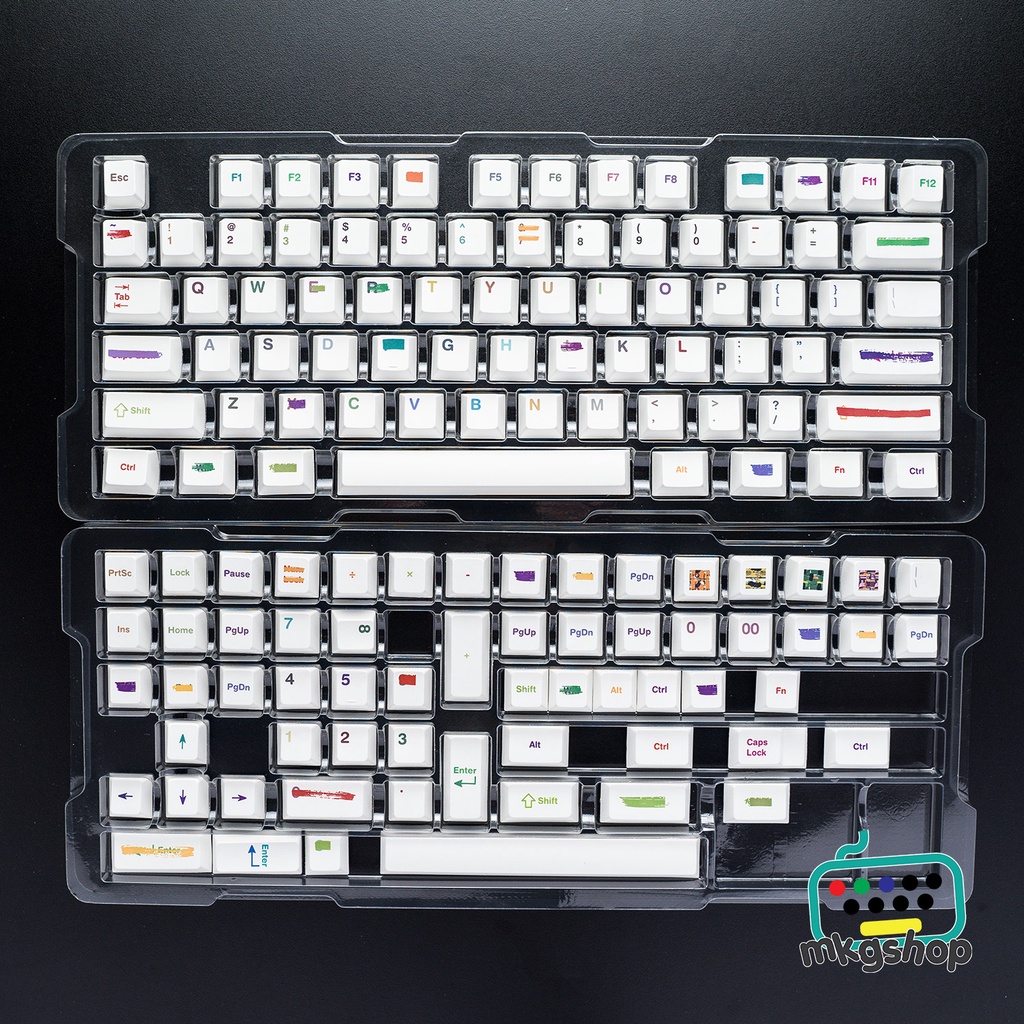 Keycap bút xóa màu sắc nhựa PBT in nhiệt 136 nút bàn phím cơ đẹp