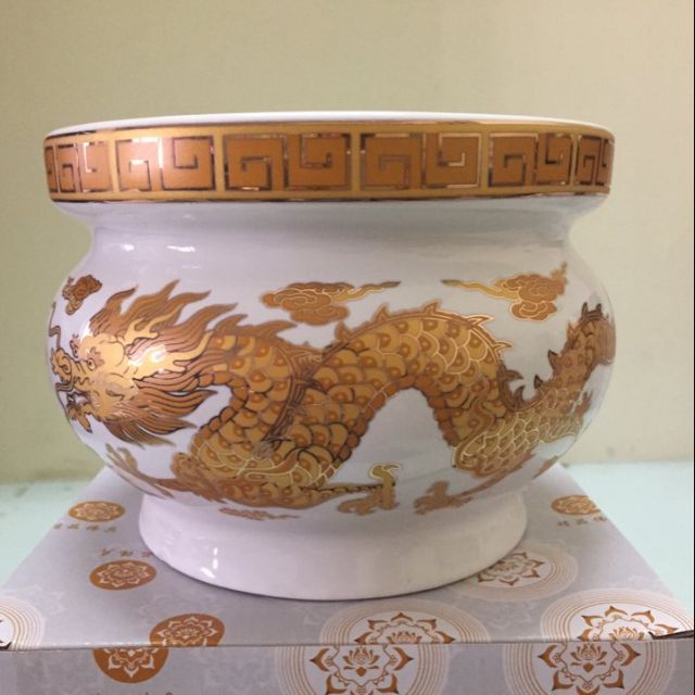 Lư hương rồng trắng