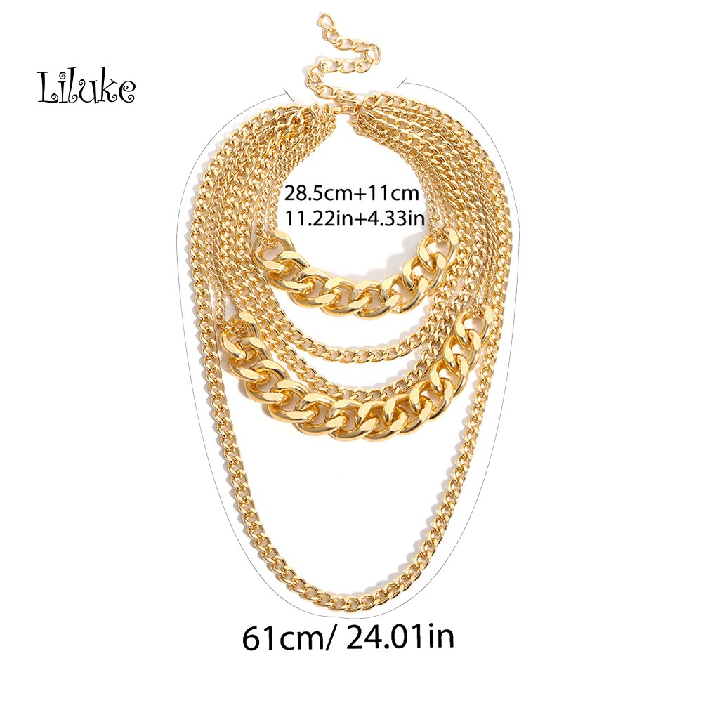 Vòng cổ Hợp Kim Nhiều Lớp Phong Cách Hip hop Cá Tính Cho Nữ