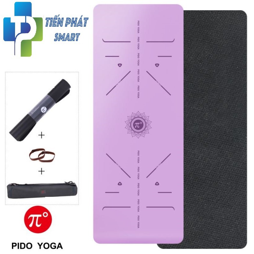 Thảm yoga PU PIDO 5mm Mẫu 2021 Định Tuyến (Kèm Túi đựng và dây buộc)- Màu đen