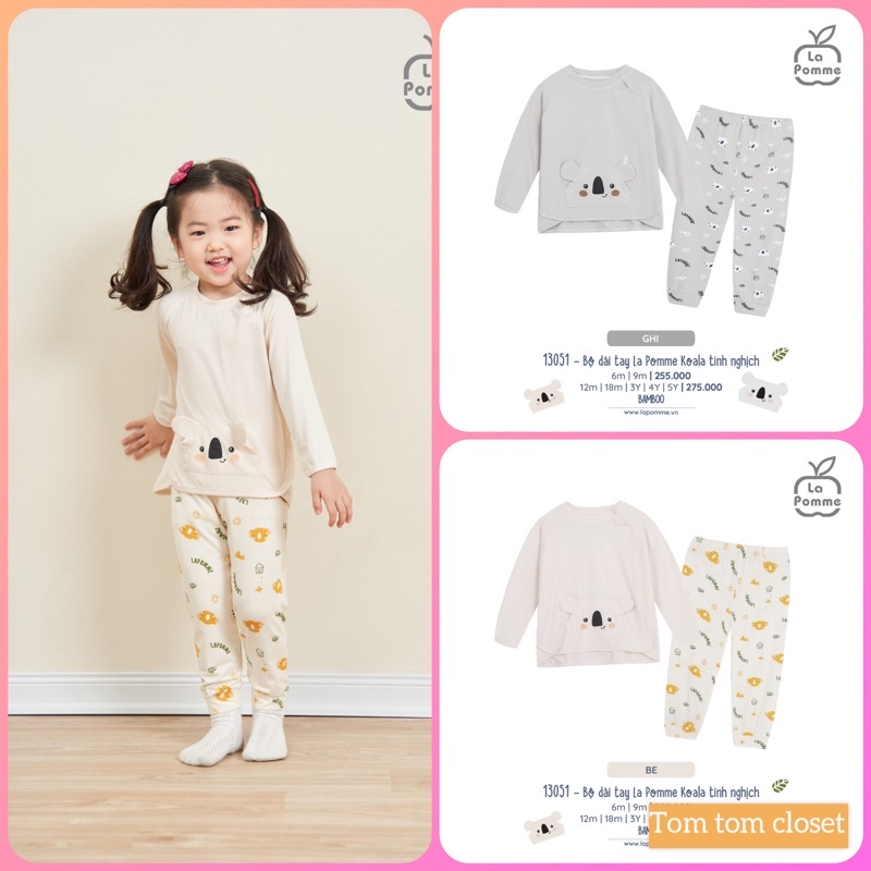 La Pomme bộ dài tay koala tinh nghich cho bé 6m-5y AW2022