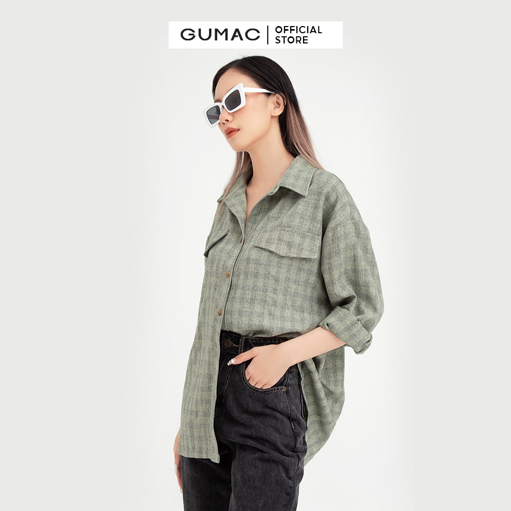 Áo sơ mi nữ phom rộng GUMAC đồ công sở thanh lịch AB421 | BigBuy360 - bigbuy360.vn