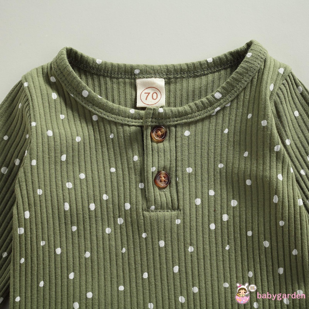 Set áo liền quần dài tay cổ tròn họa tiết chấm bi + quần dài lưng thun dành cho bé trai