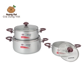 ❤️FREESHIP❤️ BỘ NỒI ANOD SUNHOUSE SH8833 - Thiết kế tinh tế sang trọng, phù hợp với không gian bếp hiện đại