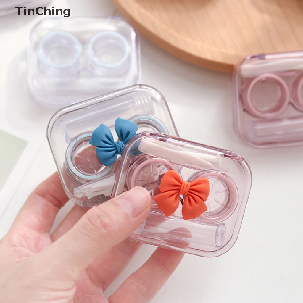 Hộp đựng kính áp tròng bằng nhựa trong suốt kèm nhíp tiện dụng