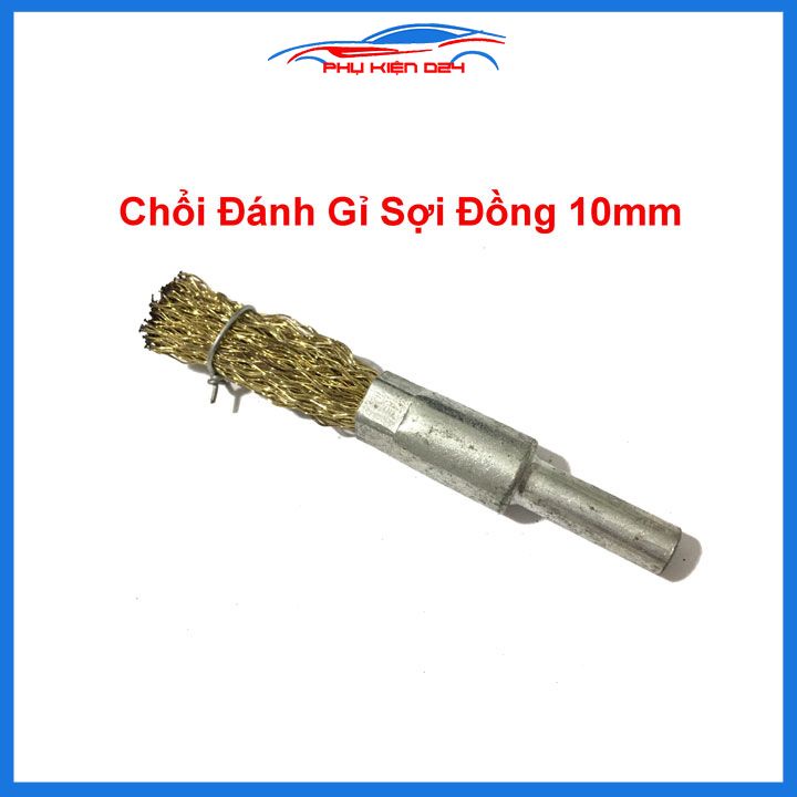 Chổi đánh gỉ trục 6mm sợi đồng chổi chụm đĩa cho bề mặt kim loại