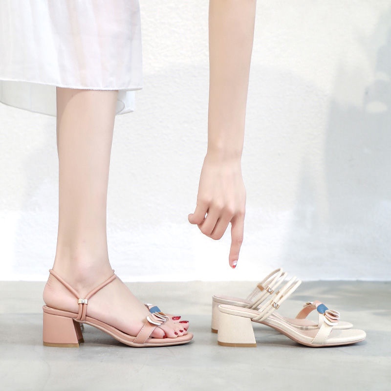 Giày Sandal Hở Ngón Gót Vừa Dày Dặn Dễ Phối Đồ Thời Trang Mùa Hè 2021 Cho Bạn Gái