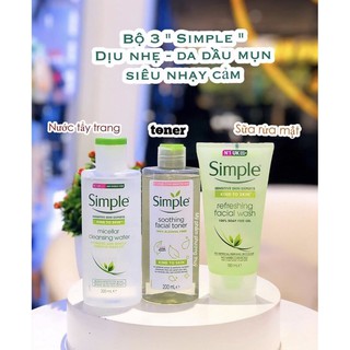 COMBO LÀM SẠCH SIMPLE TẨY TRANG + SỮA RỬA MẶT + NƯỚC HOA HỒNG