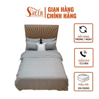 bộ chăn ga gối cotton 3f kẻ sọc Sheen bedding, chuyên dùng cho khách sạn cao cấp (ảnh thật)