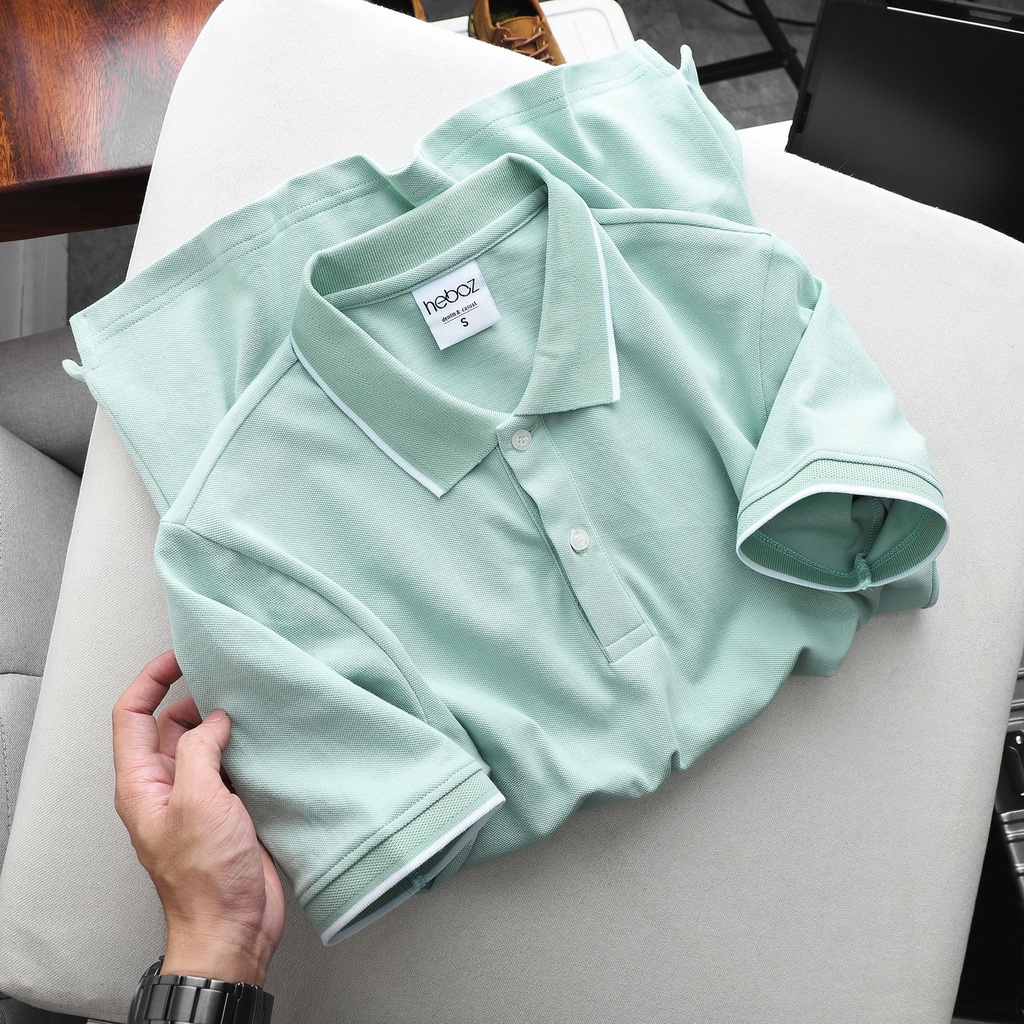 Áo thun cổ bẻ polo nam HEBOZ viền bo cao cấp 6 màu basic, chất vải thoáng mát chống nhăn - 00000828