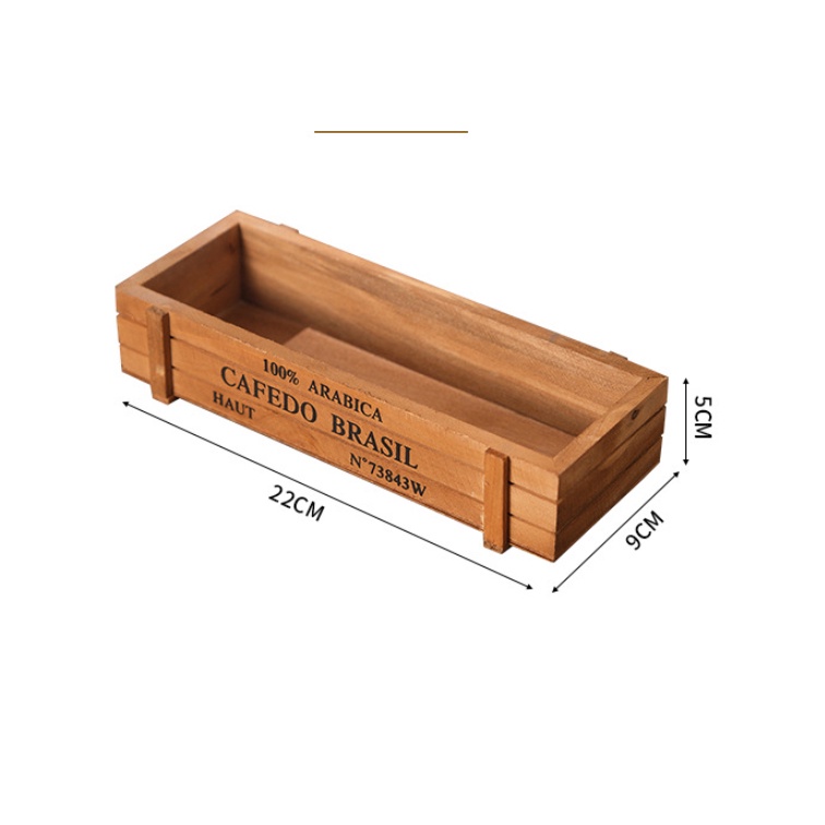 Chậu trồng cây bằng gỗ nhiều màu phù hợp trồng nhiều cây cảnh như sen đá hay xương rồng dài 22cm