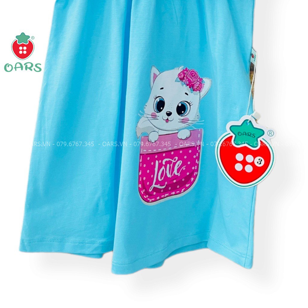 Đầm bé gái đẹp - Áo đầm chữ A cho bé Đầm váy trẻ em thiết kế chất cotton hàng cao cấp in hình mèo xinh dễ thương 9-24 kí