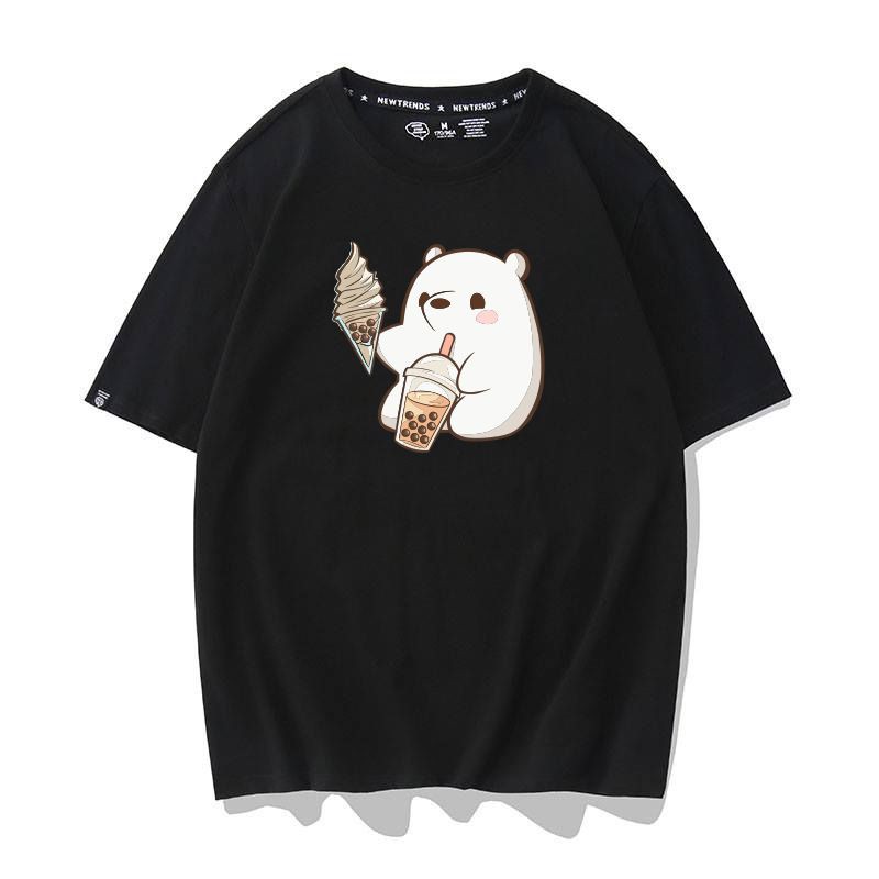Áo Thun Gấu Trắng Kem Trân Châu Unisex Nam Nữ
