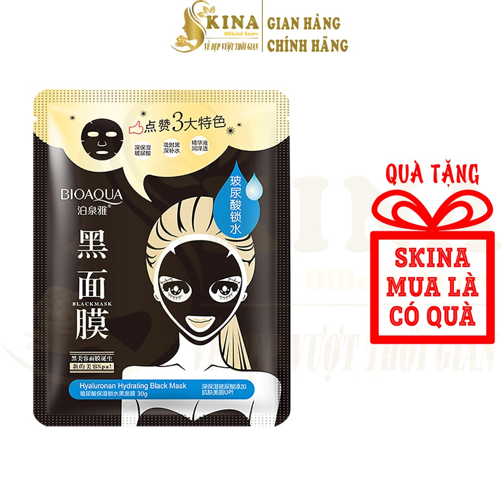 Mặt nạ giấy thải độc BIOAQUA , Mask thải độc than tre hoạt tính cấp ẩm trắng da nội địa trung Skina 30ml