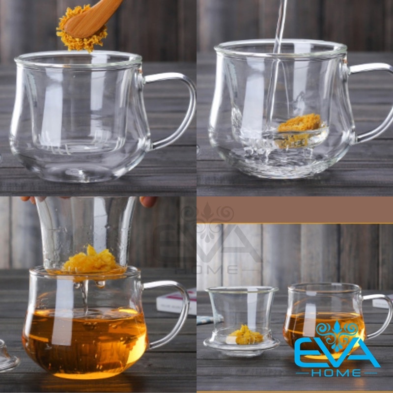 Cốc Lọc Trà / Ly Kèm Lõi Lọc Trà Thuỷ Tinh Chịu Nhiệt Lanya Cup 300 ML