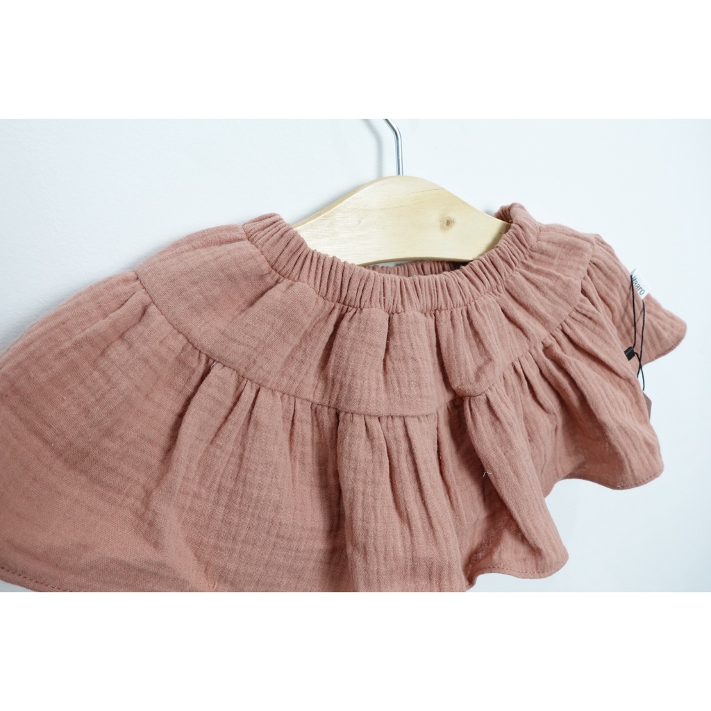 Muslin Pink Skirt_Chân váy hồng ruốc có lót quần đáng yêu cho bé gái_Haaro Babies