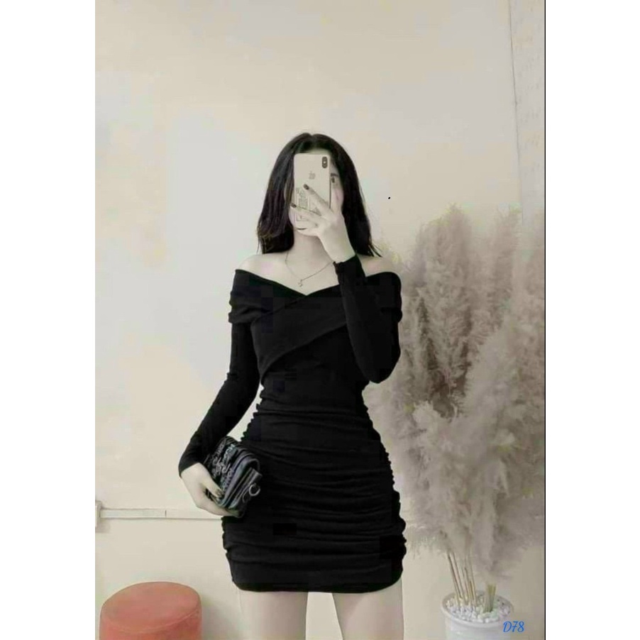 Đầm bodycon thiết kế trễ vai sexy, chất thun gân, co giản tốt, ôm body tôn dáng cực đẹp