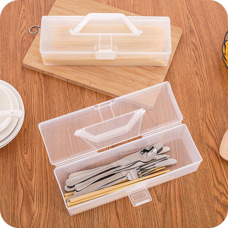 ✿ Kitchen Handheld Chopsticks Tableware Spaghetti Noodle Food Storage Box Pasta Container With Lid