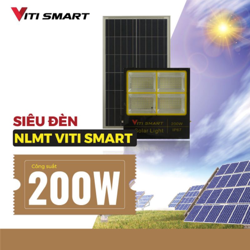 Đèn pha led năng lượng mặt trời 200w 4 khoang siêu sáng