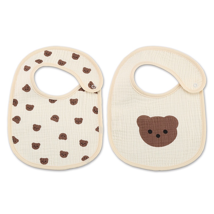 Bộ 2 Yếm Ăn cotton Chống Thấm Nước Xinh Xắn Tiện Dụng Cho Bé