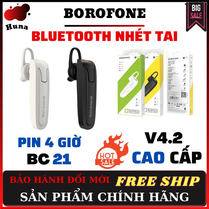 Tai Nghe Bluetooth Nhét Tai⚡️BOROFONE BC21 ✔Tiện Lợi ✔Dung Lượng Pin Trâu Nghe Nhạc Liên Tục 4 Giờ [BẢO HÀNH ĐỔI MỚI]