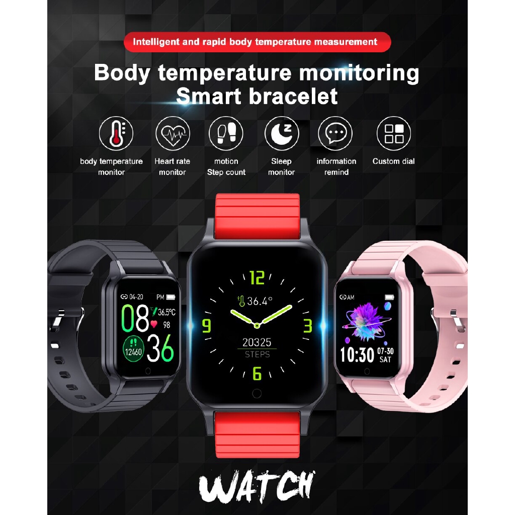 Body Temperature Smart Bracelet Waterproof Bluetooth Camera Music Heart Rate Blood Pressure Watch For IOS Android Bracelet