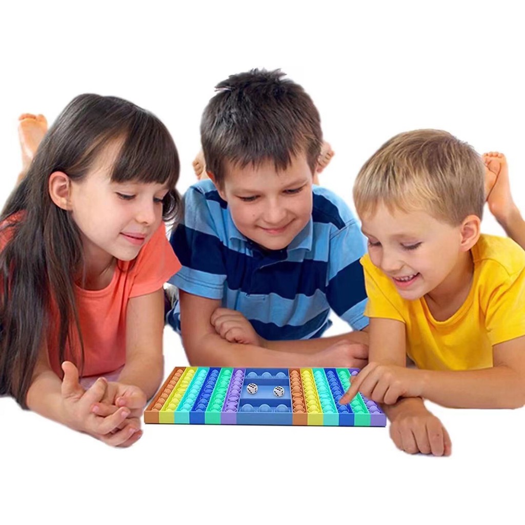 Bàn cờ Cheese Board Pop It kèm xúc xắc cho bé - Popit 2 người chơi