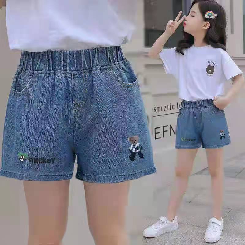 Quần Short Denim Dáng Rộng Mẫu Mới 2022 Thời Trang Cho Bé Gái