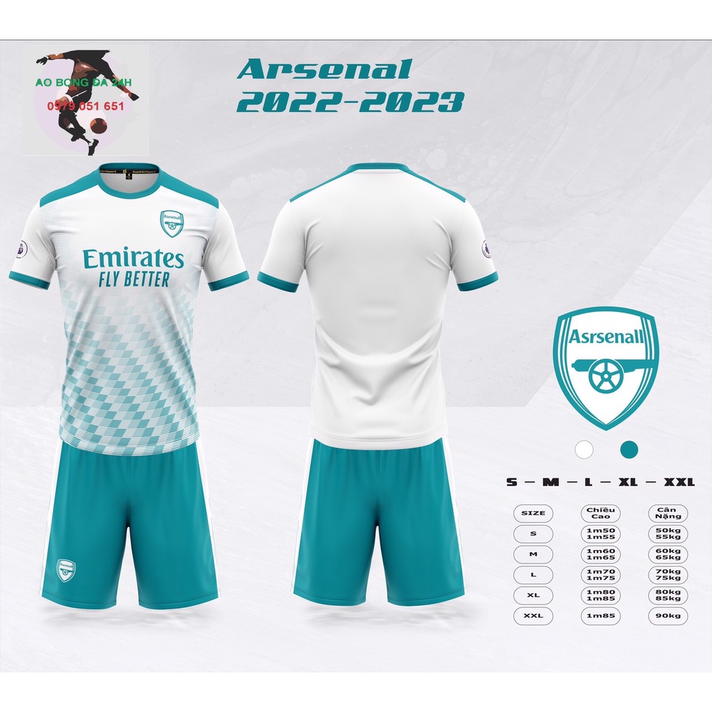 Quần áo Sao Việt 2022 Arrsenal TRắng mẫu mới