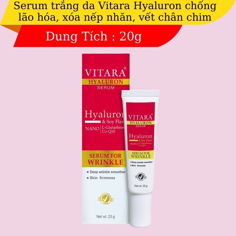 Serum trắng da Vitara Hyaluron chống lão hóa, xóa nếp nhăn, vết chân chim trán, má và vùng đuôi mắt 20g