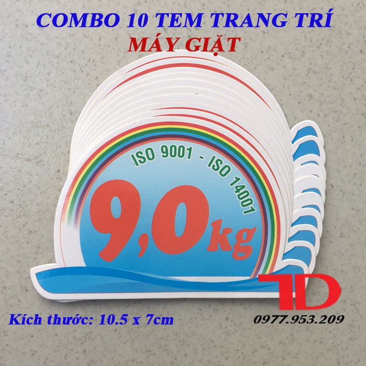 Combo 10 Tem dán trang trí Máy Giặt loại 9KG