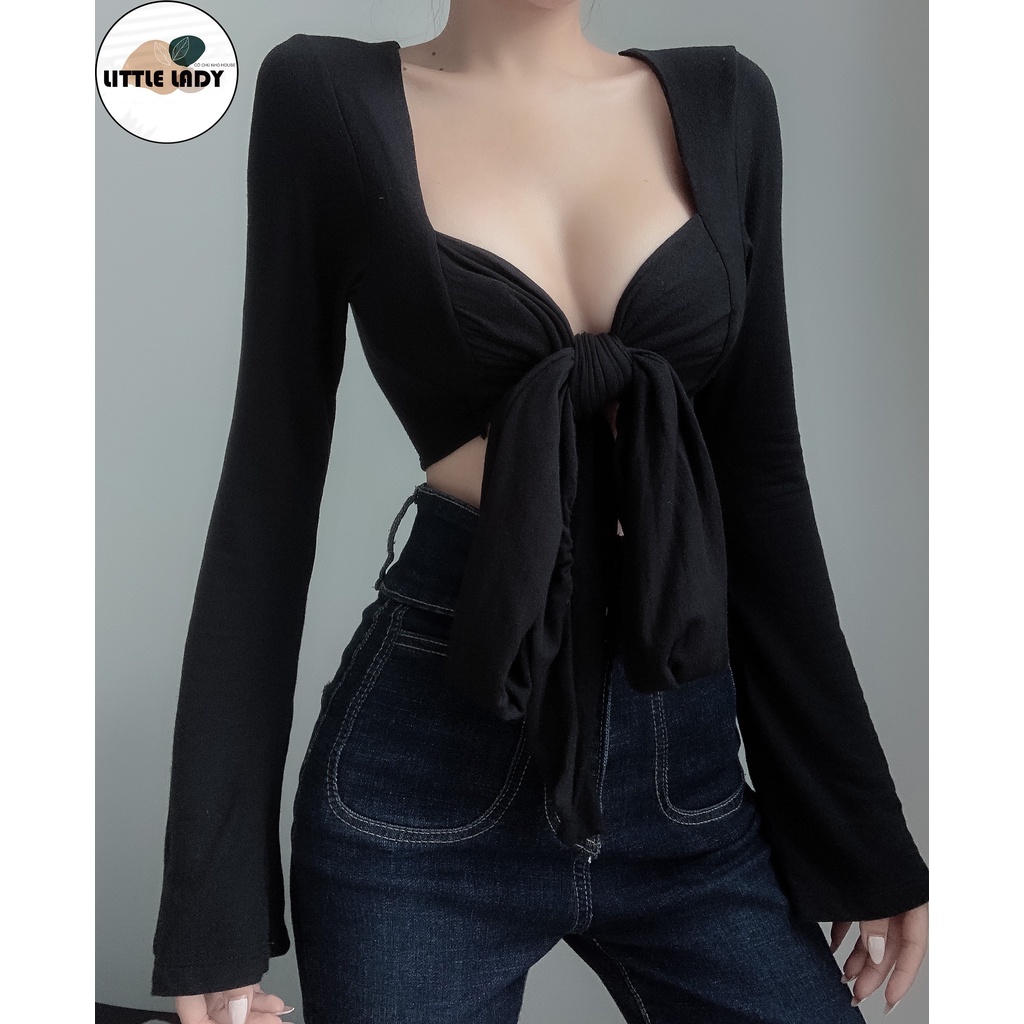 Áo Kiểu Nữ Dài Tay Cột Nơ Sau Lưng Hoặc Trước Ngực Bigsize Dưới 80kg Chất Thun Lụa Co Giãn “TL”