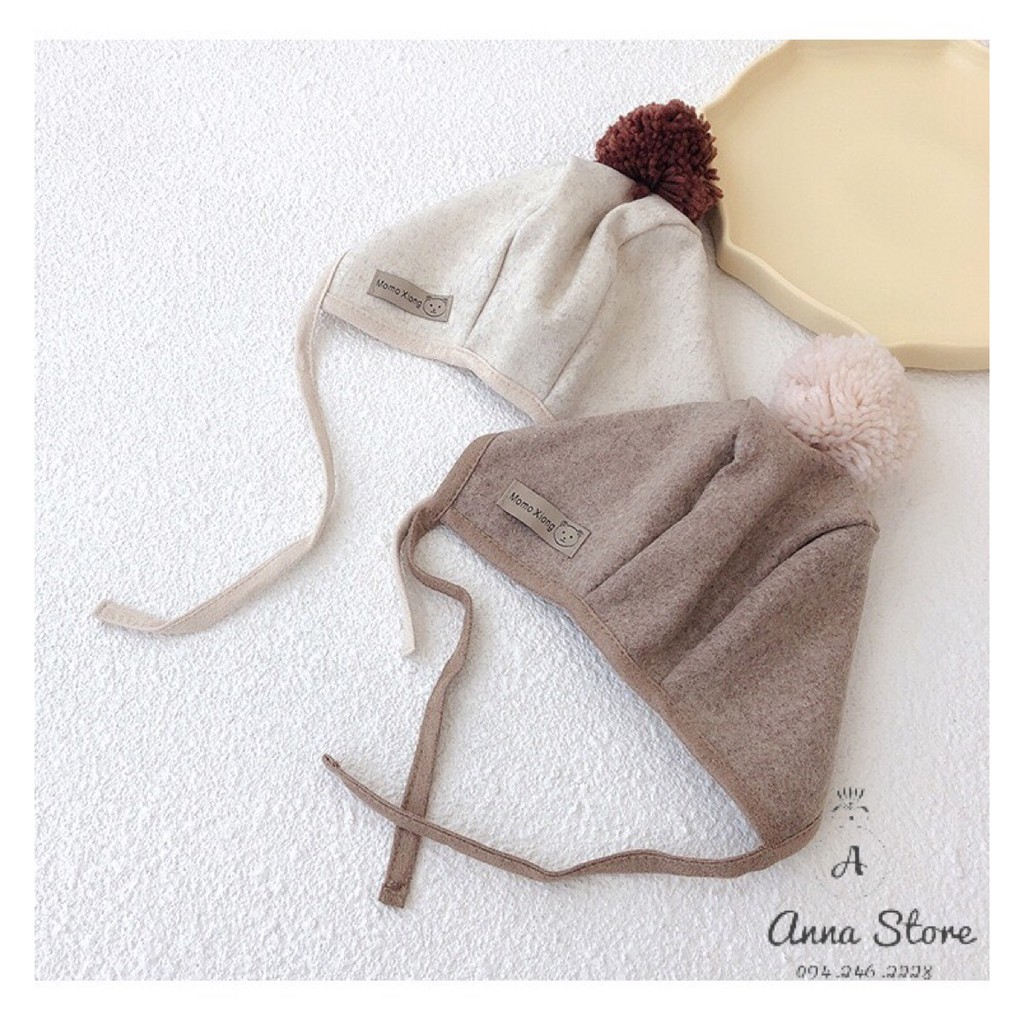 MUP 28 : Mũ có dây cài quả bóng cho bé 3m - 2t [ anna kids ]