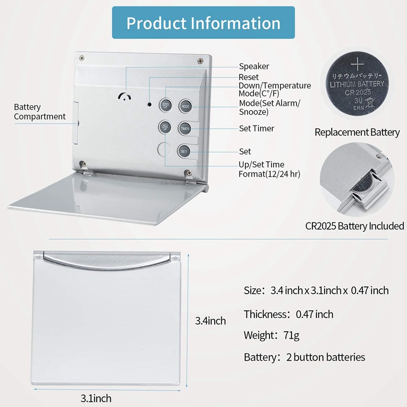 Đồng Hồ Báo Thức Kỹ Thuật Số Hiển Thị Nhiệt Độ 12 / 24H Để Bàn