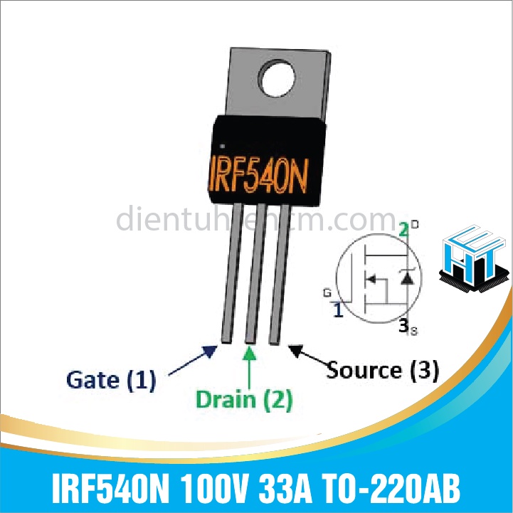 Mosfet công suất kênh N, N-MOSFET IRF540N 100V 33A TO-220AB