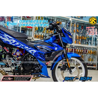 tem rời satria xanh đen trắng chất liệu decal mccal