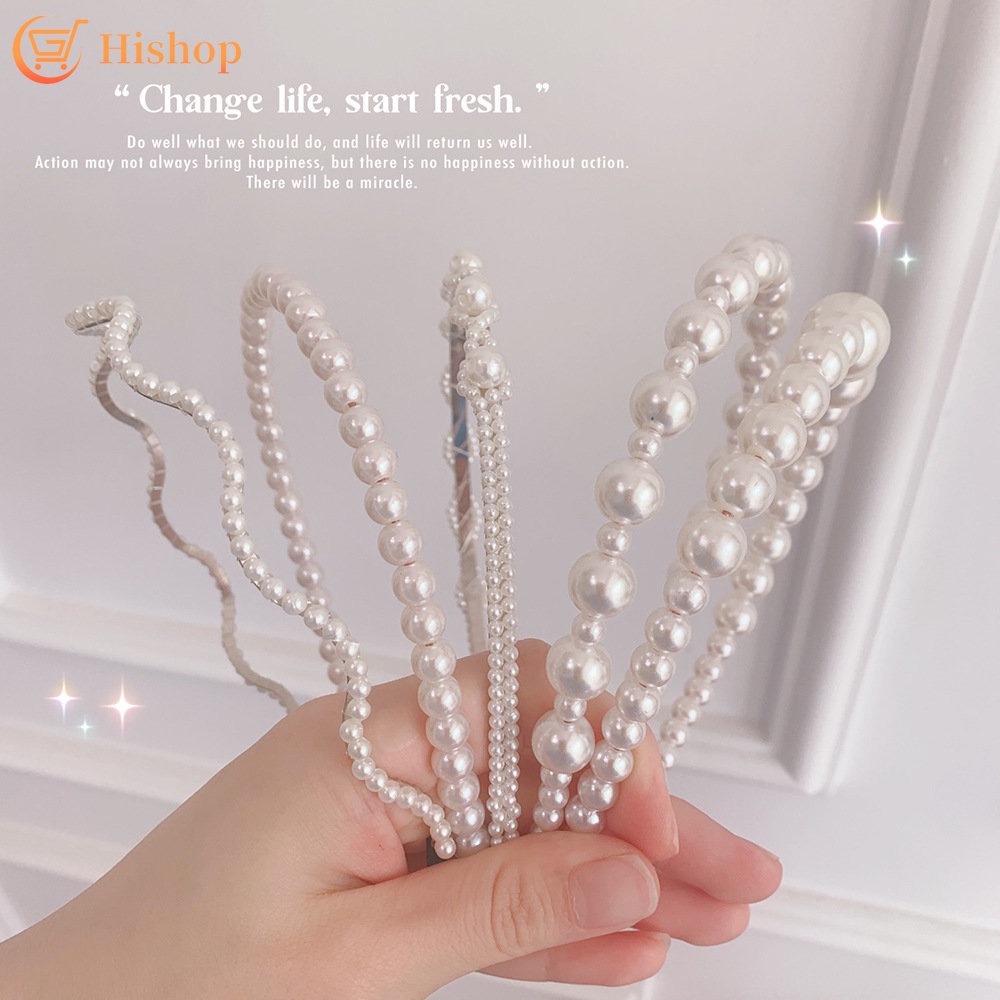 Băng Đô Cài Tóc Hình Hoa Đính Ngọc Trai Thời Trang Cho Nữ