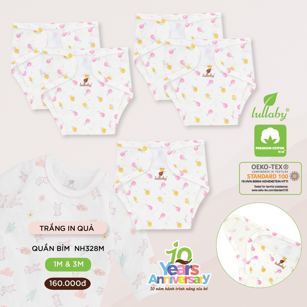 Set 4 Quần tả đóng bỉm Lullaby vải thở  thoáng mát thấm hút tốt an toàn cho da trẻ em bé trai bé gái NH79B Nh328M