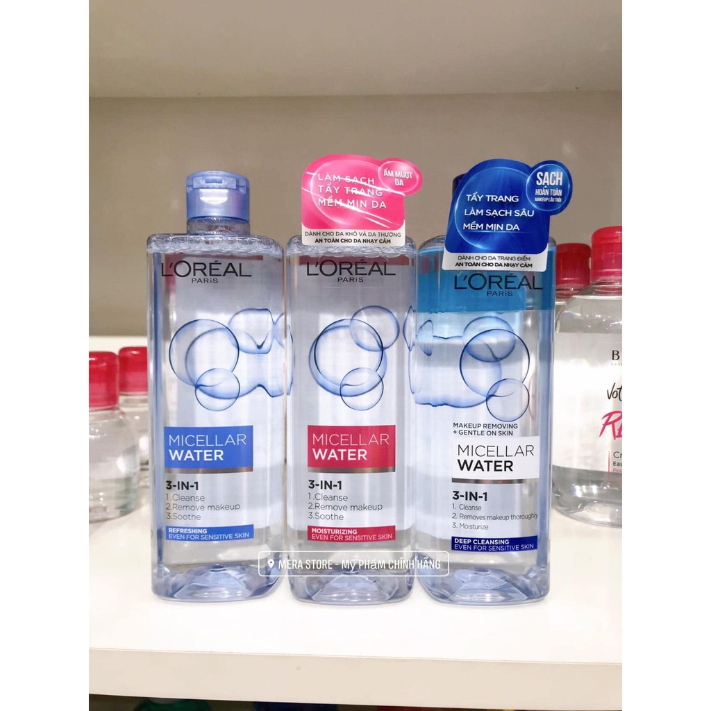 Nước Tẩy Trang Loreal Micellar Water 400ml  nước tẩy trang 3 in 1 l oreal paris