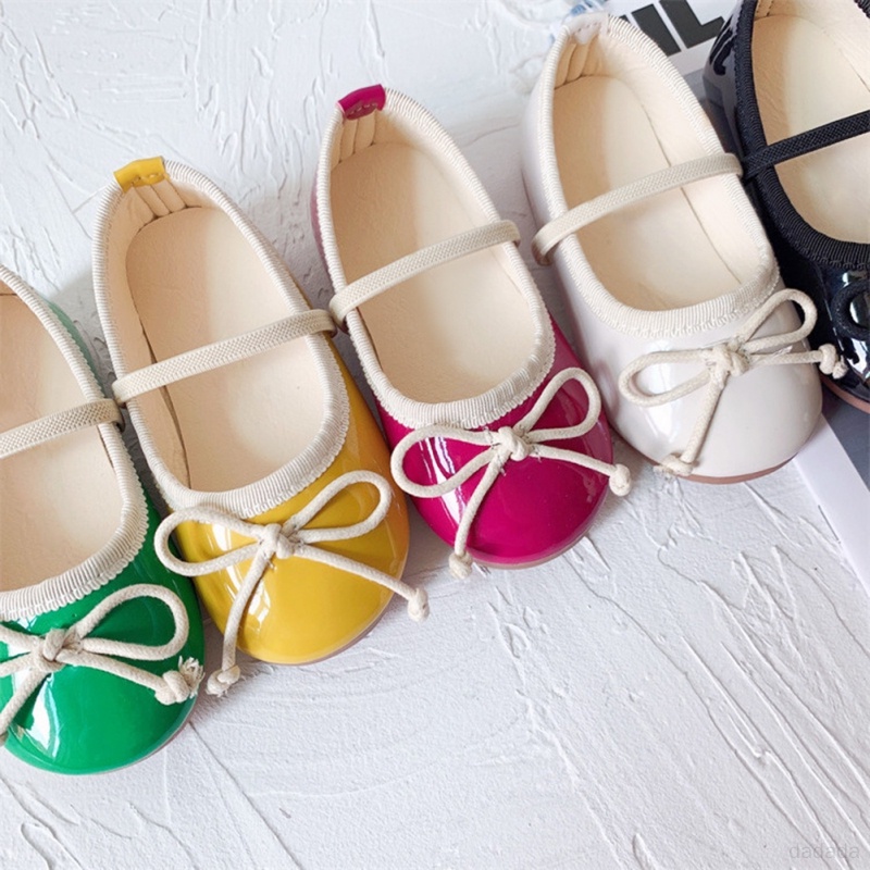 Giày Búp Bê Đế Bằng Đính Nơ Thời Trang Xuân Thu Cho Bé Gái