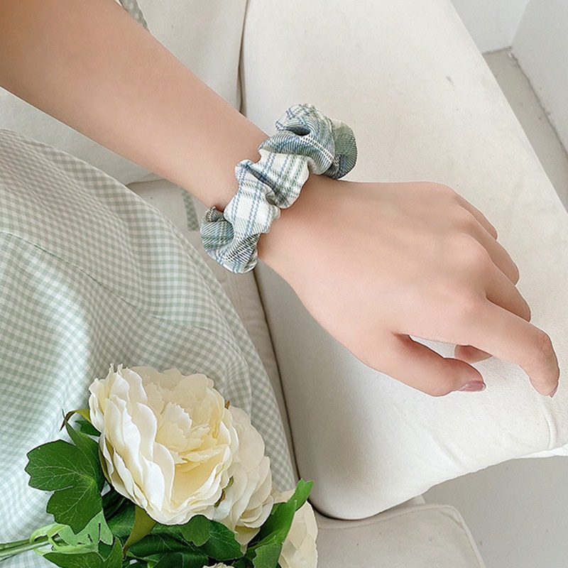 Scrunchies Cột Tóc Dây buôc tóc Vải Sọc Kẻ Hàn Quốc Nhiều Màu - T01