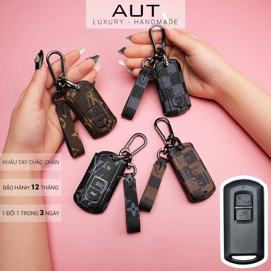 Bao da chìa khóa smartkey Honda Air Blade Vision Lead Winner X 2022 2 nút bấm, khâu tay, móc D, nhiều mẫu, hiện đại