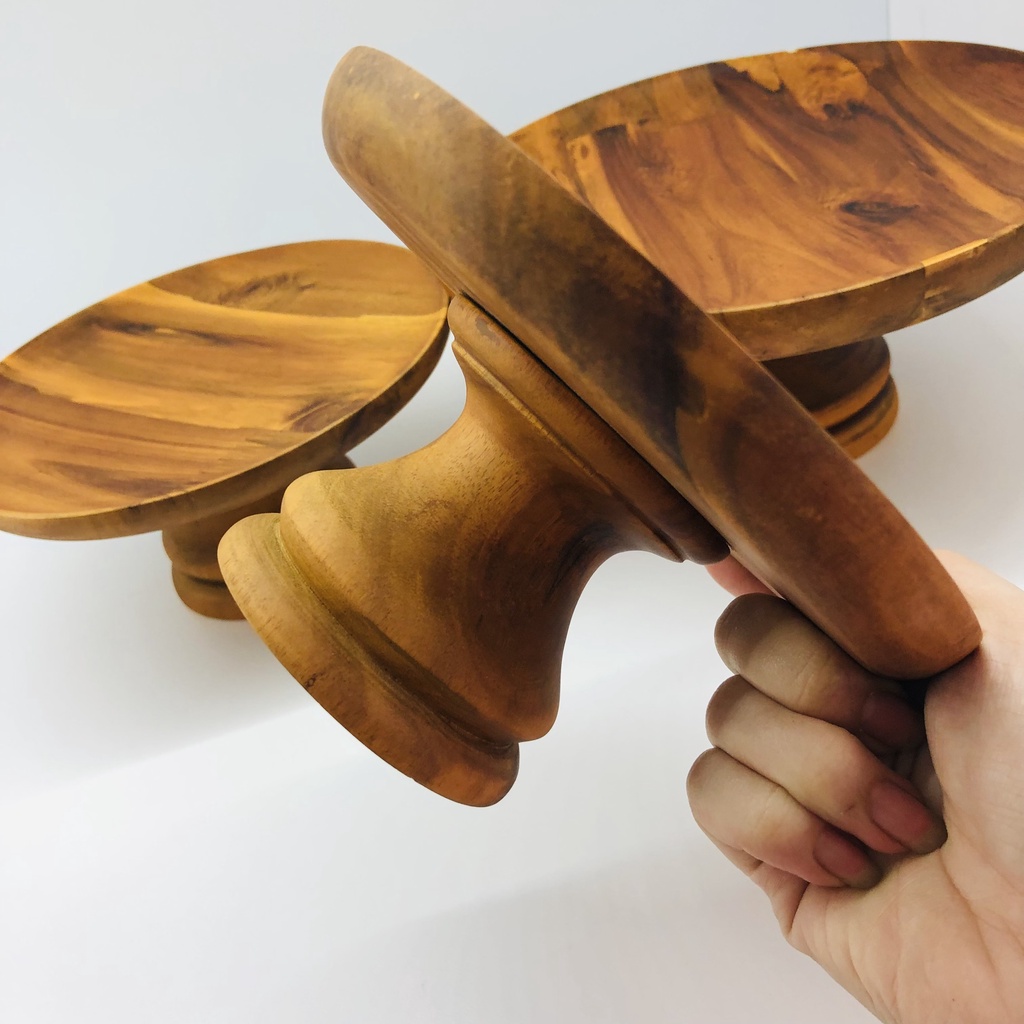 Mâm Bồng, Cake Stand, Đĩa Đựng Hoa Quả Thờ Bằng Gỗ Keo Ghép Của Vitrapro