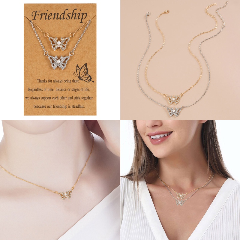 Flgo Set 2 Vòng cổ Hợp Kim Mặt Hình Bướm Sáng Tạo Phong Cách Âu Mỹ