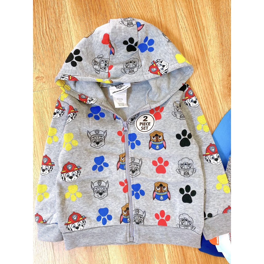 Áo thu đông hoddie, áo khoác có mũ nỉ bông baby shrak, chó cứu hộ cho bé trai
