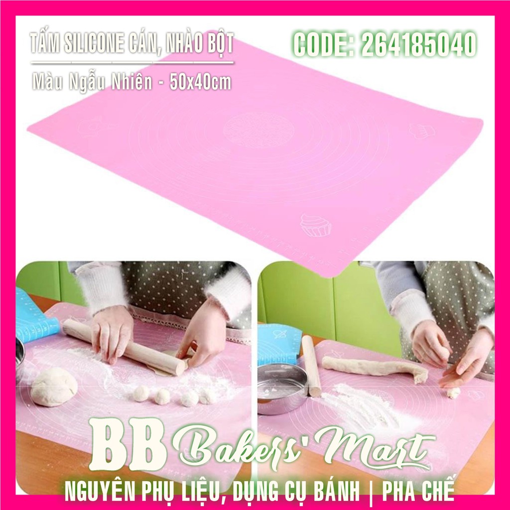 💥 FREESHIP 💥 Miếng lót cán bánh, nhào bột silicone 1 màu - Size 50x40cm (GIAO MÀU SẮC NGẪU NHIÊN)