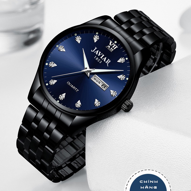 Đồng Hồ Nam JAVIAR Nhật Bản 2 Lịch Cao Cấp - Dây Thép Không Ghỉ