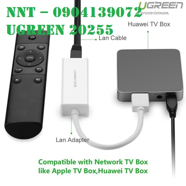 Cáp chuyển USB 3.0 to Lan hỗ trợ 10/100/1000 Mbps chính hãng Ugreen 20255