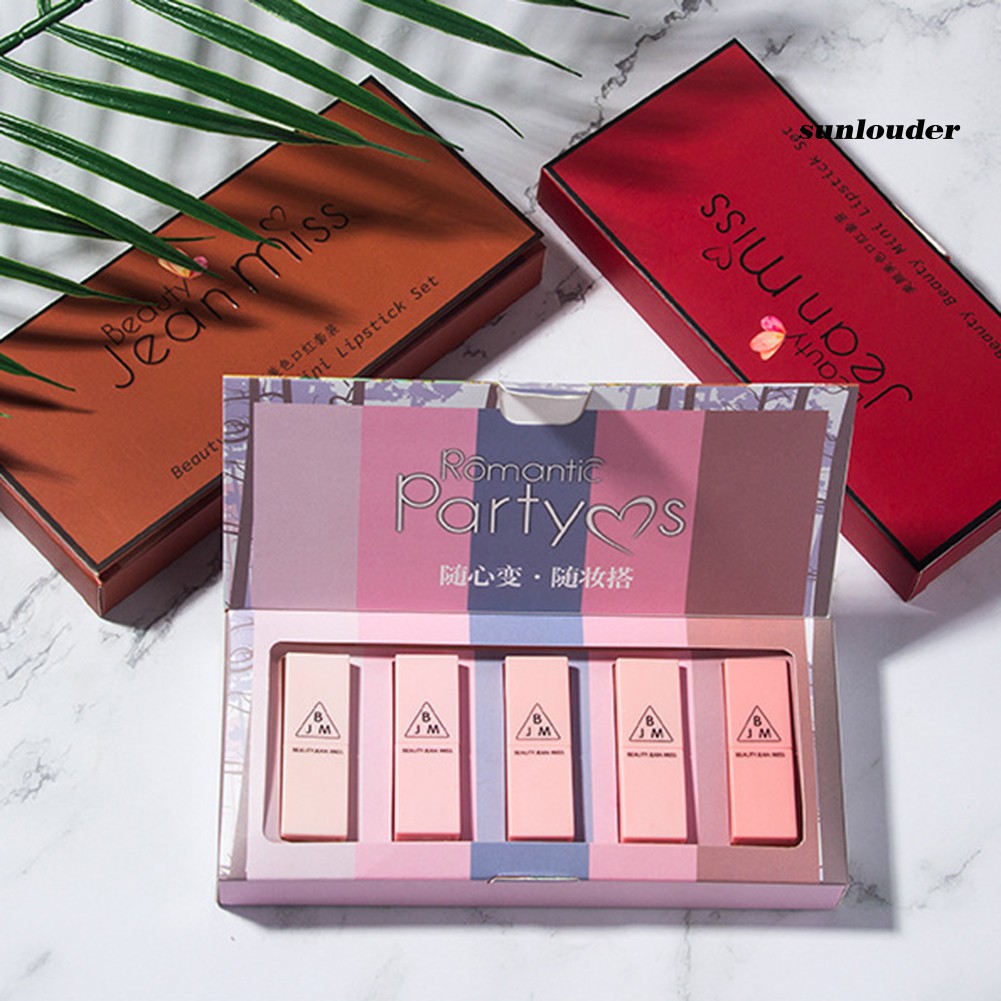 (Hàng Mới Về) Set 5 Thỏi Son Sáp Jean Miss Tông Nhung Dưỡng Ẩm Chống Nước Chống Dính Lâu Trôi | BigBuy360 - bigbuy360.vn
